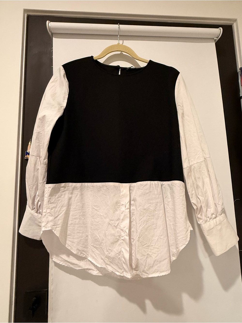 Zara Black and White Layered-Look Blouse